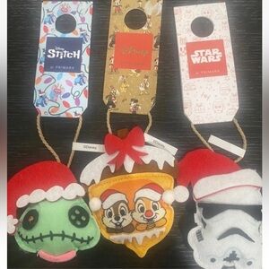 Lot Of 3 Ornaments SCRUMP, Storm Trooper, Chip And Dale felt face decoration New